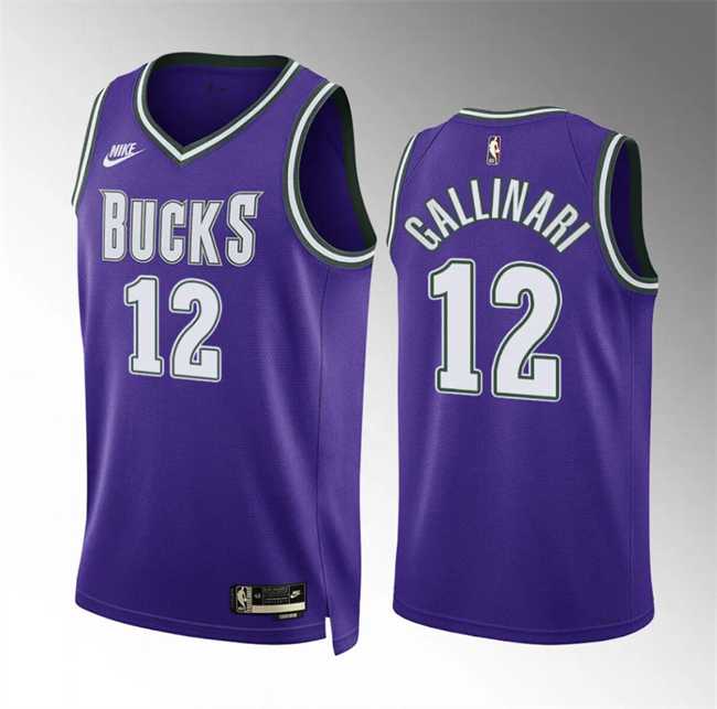 Mens Milwaukee Bucks #12 Danilo Gallinari Purple Classic Edition Stitched Basketball Jersey Dzhi